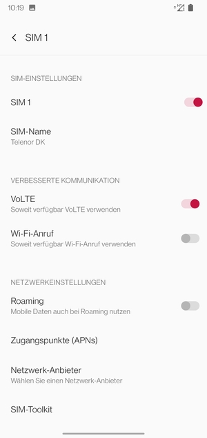 Um das Netzwerk zu wechseln, falls Probleme auftreten, wählen Sie Netzwerk-Anbeiter