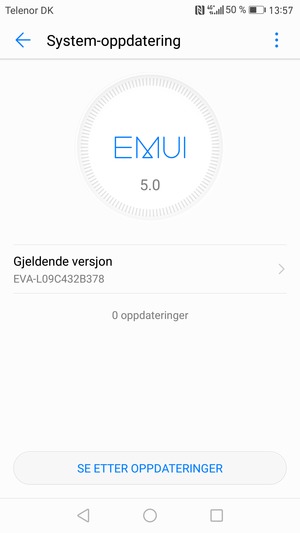 Hvis telefonen din er oppdatert, vil du se følgende skjermbilde
