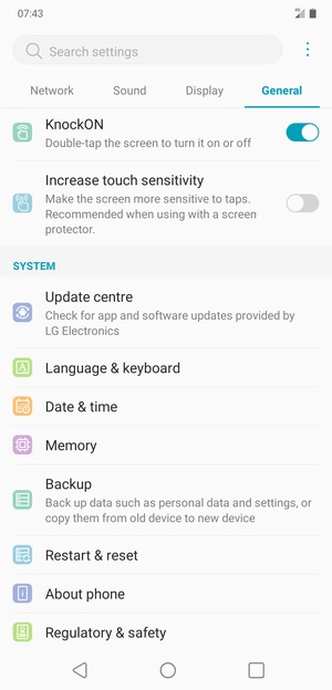 Scroll to and select Backup