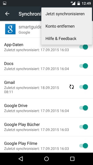 Wählen Sie Jetzt synchronisieren