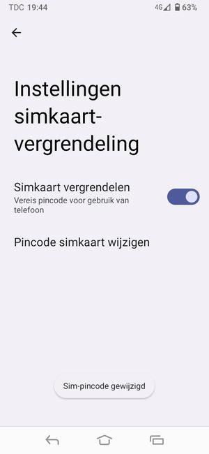Uw Sim-pincode is gewijzigd