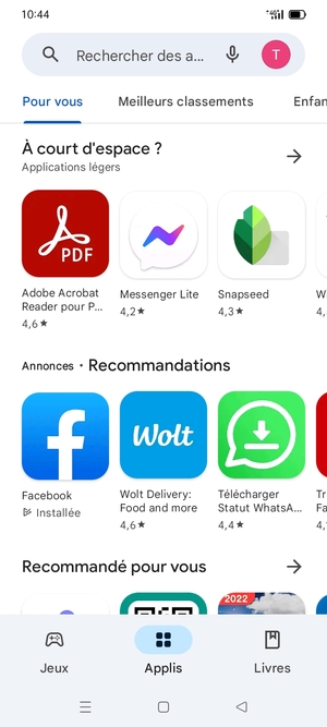 Sélectionnez la barre de Recherche