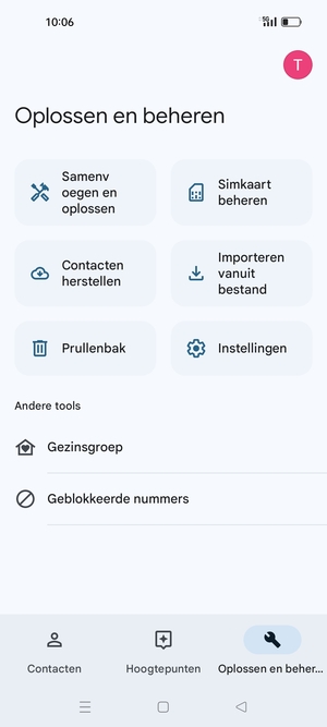 Selecteer Simkaart beheren
