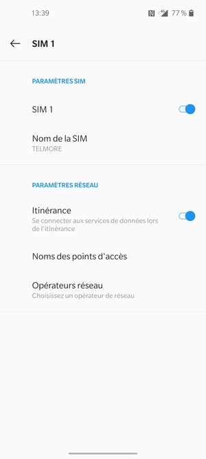 Activer ou désactiver Itinérance