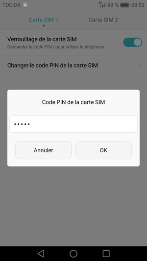 Saisissez votre Nouveau code PIN de la carte SIM et sélectionnez OK