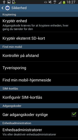 Vælg Konfigurér SIM-kortlås