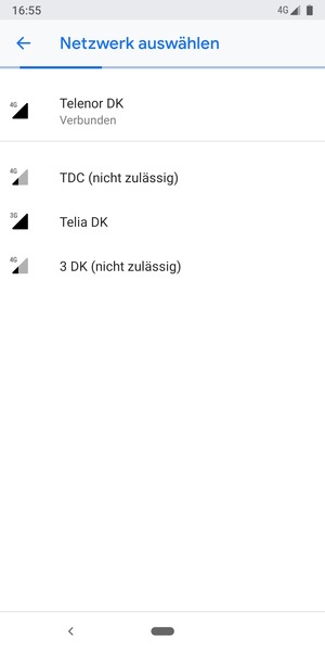Wählen Sie einen Netzbetreiber von der Liste