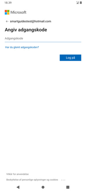 Indtast din adgangskode og vælg Log på