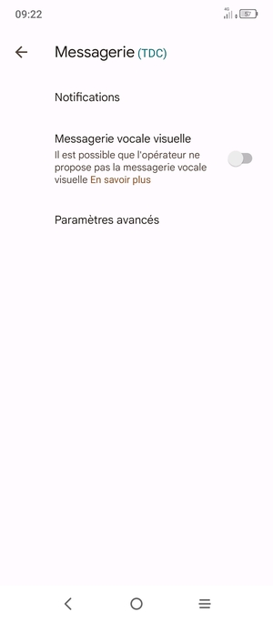 Sélectionnez Paramètres avancés