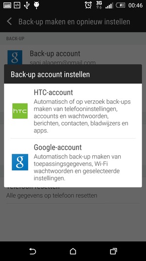 Selecteer Google Account