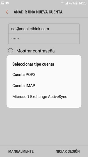 Seleccione Microsoft Exchange ActiveSync