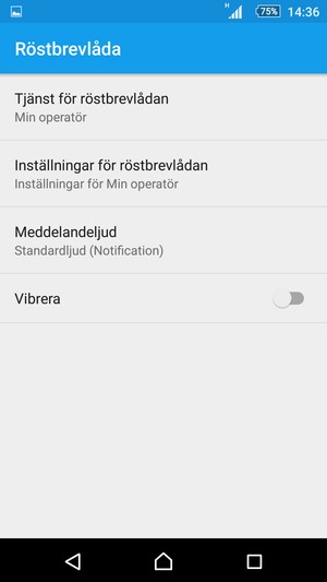 Välj Inställnningar för röstbrevlådan