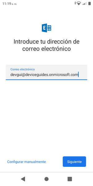 Introduzca su Dirección de correo electrónico y seleccione Configurar manualmente