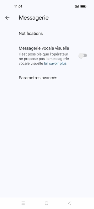Sélectionnez Paramètres avancés