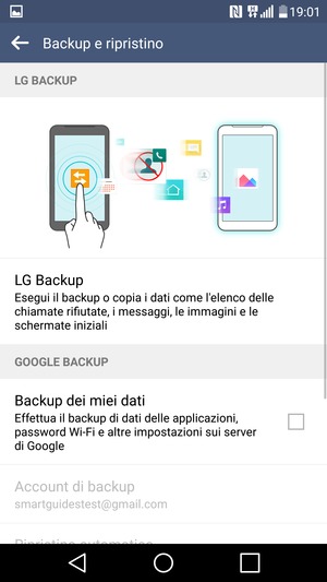 Spunta la casella di controllo Backup dei miei dati