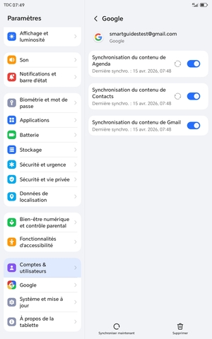 Assurez-vous que Synhronisation du contenu de Contacts est sélectionné