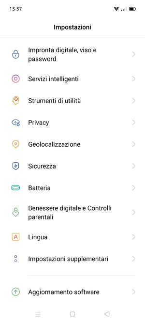 Scorri e seleziona Sicurezza