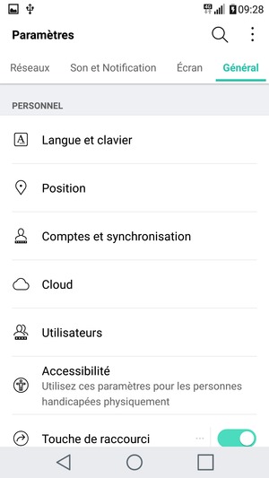 Sélectionnez Comptes et synchronisation