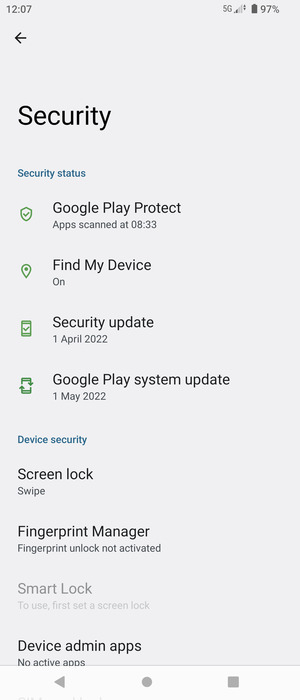 Select Screen lock