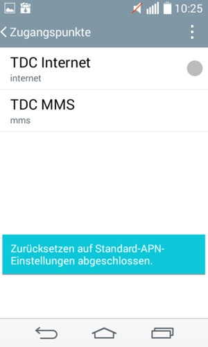 Ihr Handy wird auf Standard-Einstellungen für Internet und MMS zurückgestellt