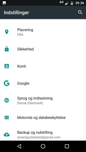 Scroll til og vælg Sikkerhed