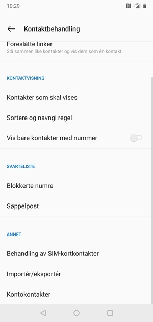 Bla til og velg Behandling av SIM-kortkontakter