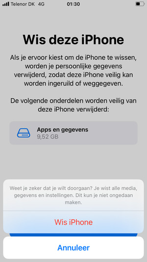 Selecteer Wis iPhone