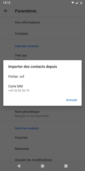 Sélectionnez Carte SIM