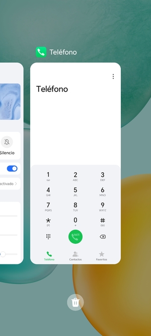 Seleccione el icono Eliminar para cerrar todas las aplicaciones en ejecución