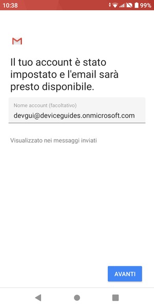 Scegli un nome per il tuo account e seleziona AVANTI