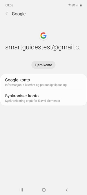 Velg Synkroniser konto