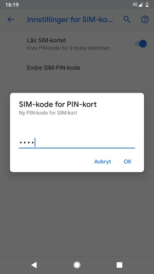 Skriv inn Ny PIN-kode for SIM-kort og velg OK