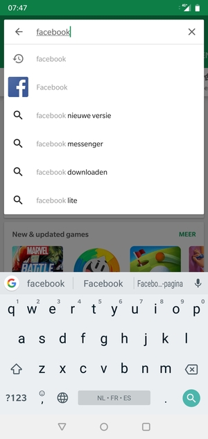 Voer de app-naam in en selecteer Zoeken