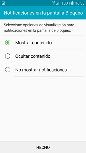 Seleccione la opción deseada y seleccione HECHO