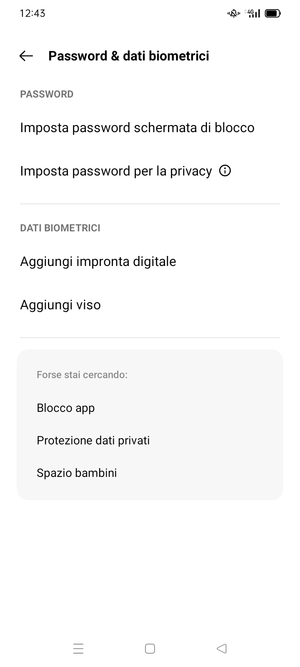 Seleziona Imposta password schermata di blocco