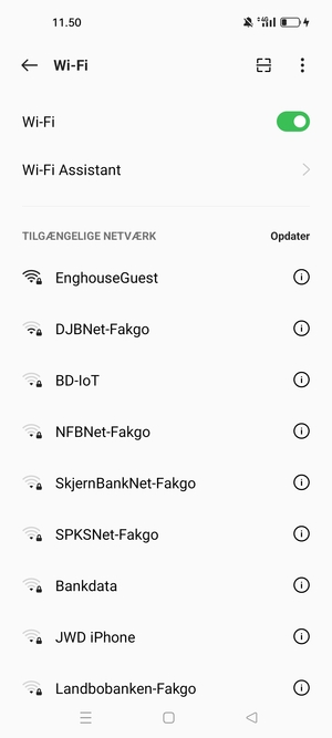 Vælg det trådløse netværk, du ønsker at oprette forbindelse til