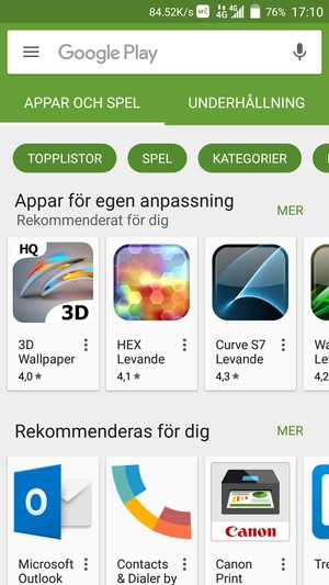 Tryck på sökfältet