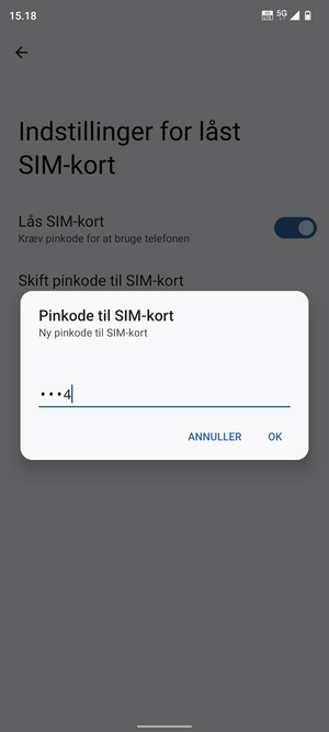 Indtast Ny pinkode til SIM-kort og vælg OK