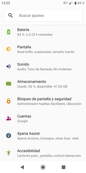 Vuelva al menú Ajustes y seleccione Batería