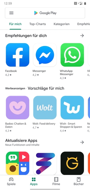 Wählen Sie die Suchleiste