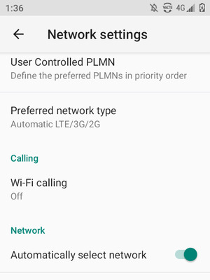 Turn off Automatically select network