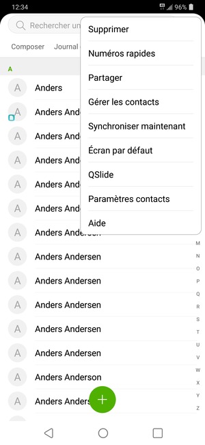 Sélectionnez Gérer les contacts