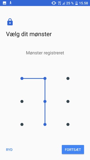 Tegn et oplåsningsmønster og vælg FORTSÆT