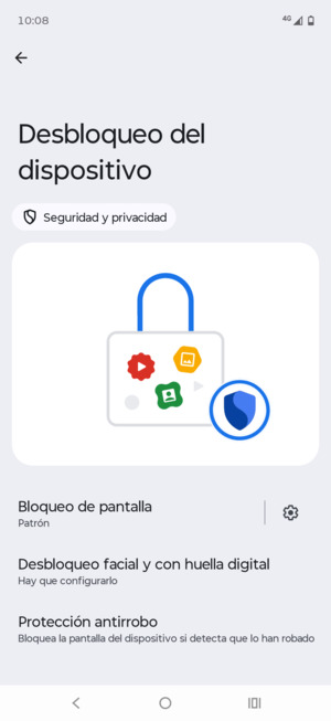 El teléfono ha sido asegurado con un bloqueo de pantalla