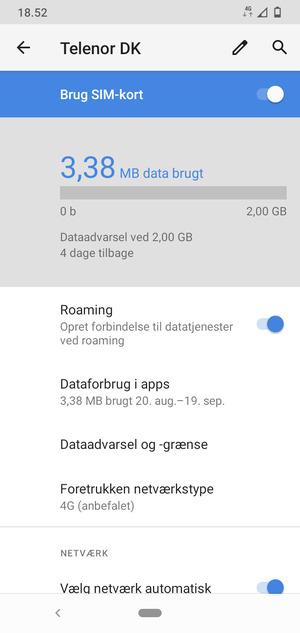 Slå Roaming til eller fra