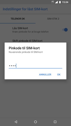 Indtast din Nuværende pinkode til SIM-kort og vælg OK