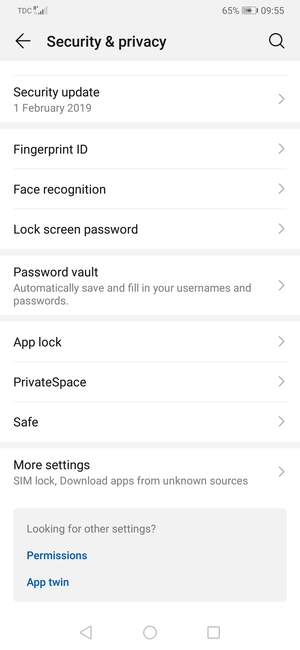Scroll to and select More settings