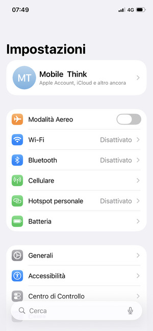 Torna al menu Impostazioni e seleziona Batteria