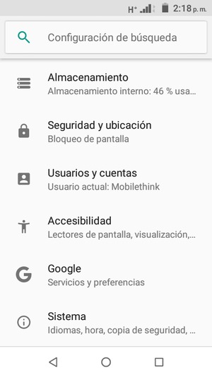 Desplácese y seleccione Seguridad y ubicación