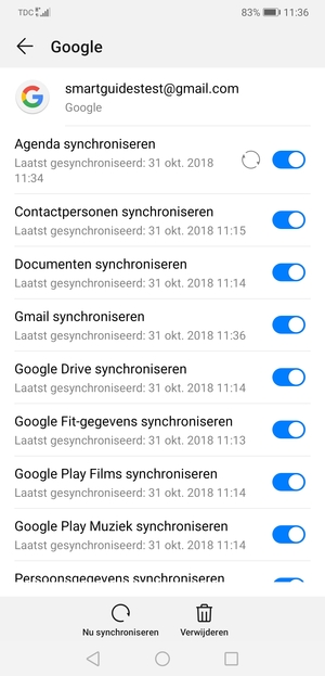 Selecteer Nu synchroniseren